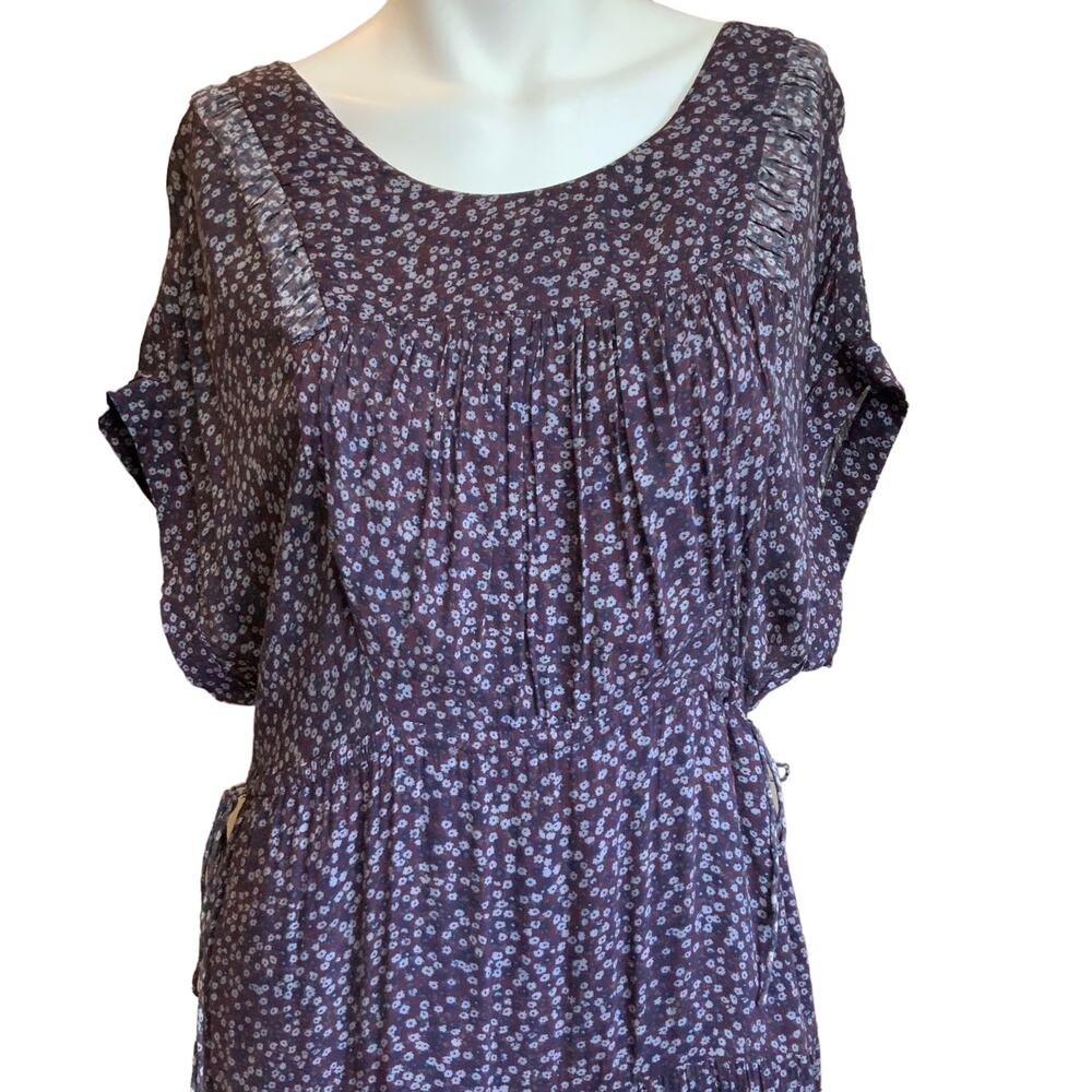 James Perse Purple Ditsy Floral Tiered Midi Dress 2 M - Picture 5 of 10